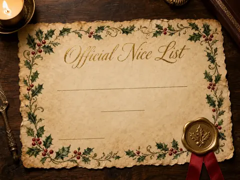 The Official Nice List parchment from the app.