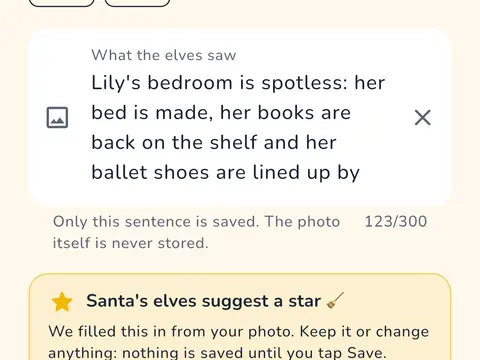 What the elves saw in a photo of a tidy bedroom, and their suggested star.